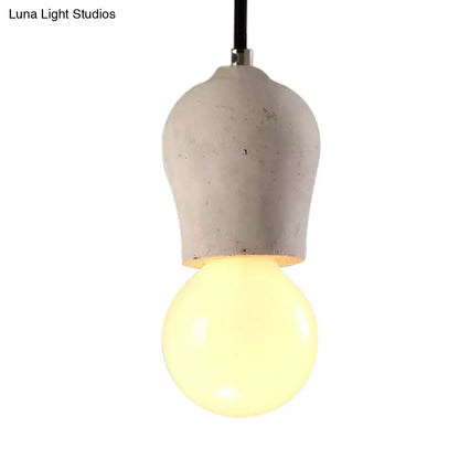 Cement Pendant Lamp - Open Bulb, Minimalist Style, 1-Light, Ideal for Cafes and Restaurants