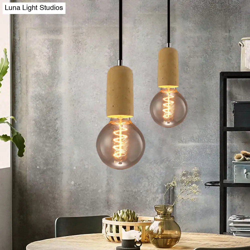 Cement Pendant Lamp - Open Bulb, Minimalist Style, 1-Light, Ideal for Cafes and Restaurants