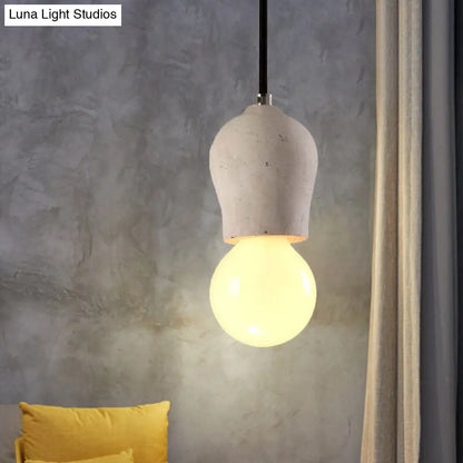 Cement Pendant Lamp - Open Bulb, Minimalist Style, 1-Light, Ideal for Cafes and Restaurants