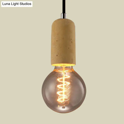 Cement Pendant Lamp - Open Bulb, Minimalist Style, 1-Light, Ideal for Cafes and Restaurants