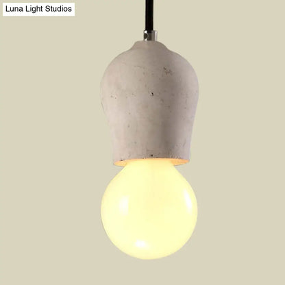 Cement Pendant Lamp - Open Bulb, Minimalist Style, 1-Light, Ideal for Cafes and Restaurants