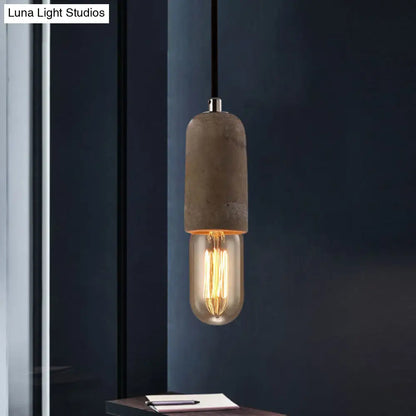 Cement Pendant Lamp - Open Bulb, Minimalist Style, 1-Light, Ideal for Cafes and Restaurants