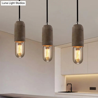 Cement Pendant Lamp - Open Bulb, Minimalist Style, 1-Light, Ideal for Cafes and Restaurants