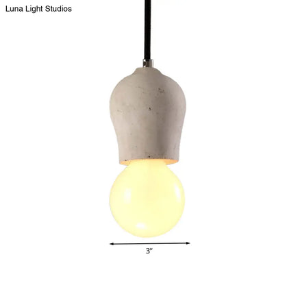 Cement Pendant Lamp - Open Bulb, Minimalist Style, 1-Light, Ideal for Cafes and Restaurants