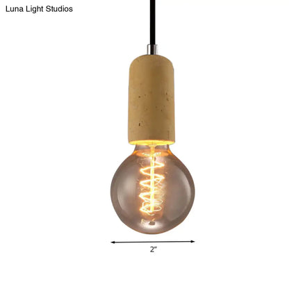 Cement Pendant Lamp - Open Bulb, Minimalist Style, 1-Light, Ideal for Cafes and Restaurants