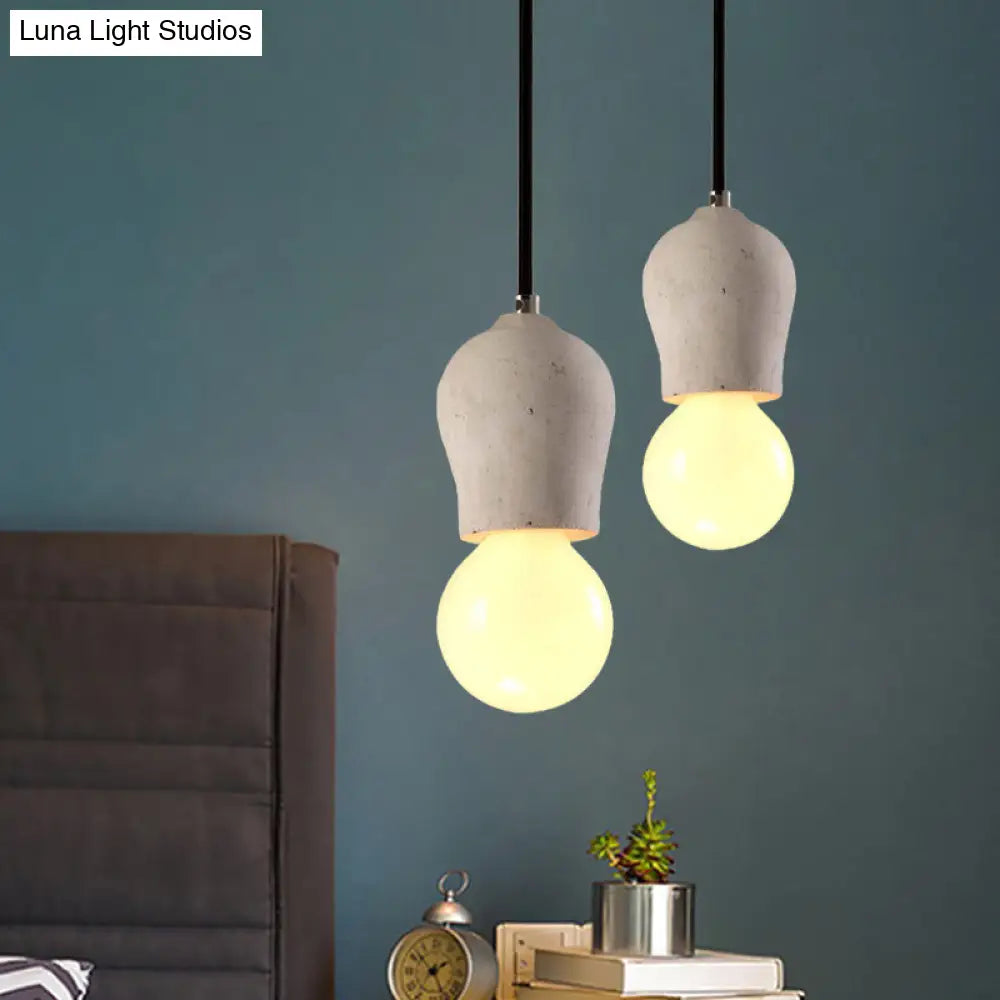 Cement Pendant Lamp - Open Bulb, Minimalist Style, 1-Light, Ideal for Cafes and Restaurants