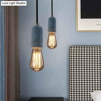 Cement Pendant Lamp - Open Bulb, Minimalist Style, 1-Light, Ideal for Cafes and Restaurants