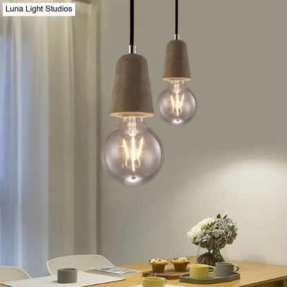 Cement Pendant Lamp - Open Bulb, Minimalist Style, 1-Light, Ideal for Cafes and Restaurants