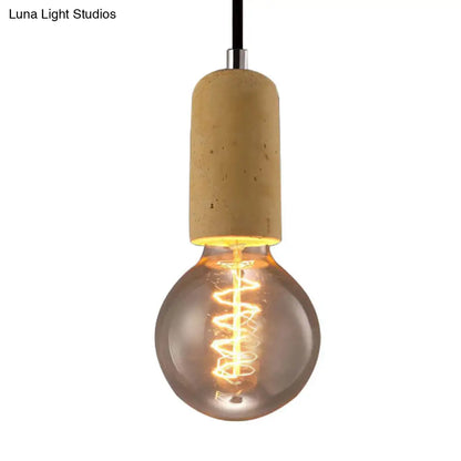 Cement Pendant Lamp - Open Bulb, Minimalist Style, 1-Light, Ideal for Cafes and Restaurants