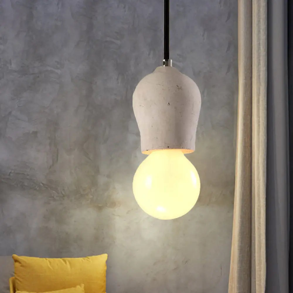 Cement Pendant Lamp - Open Bulb, Minimalist Style, 1-Light, Ideal for Cafes and Restaurants