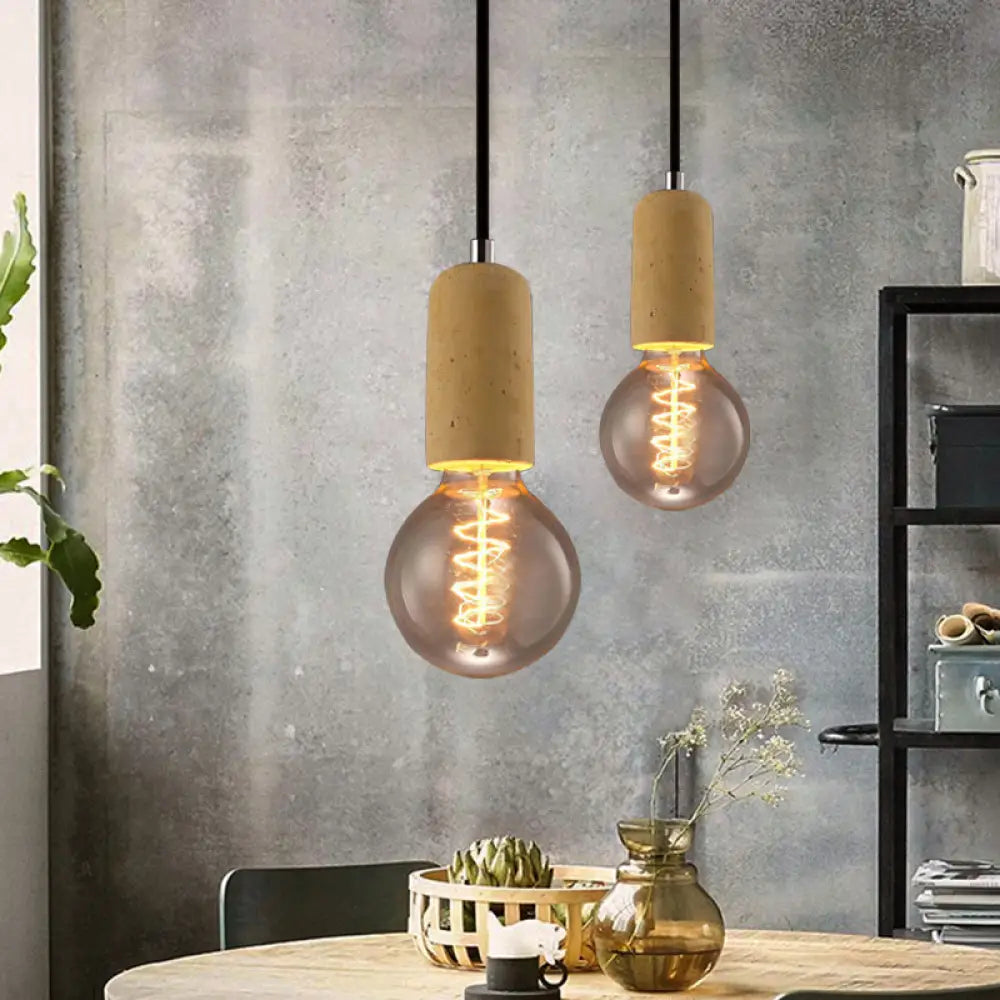 Cement Pendant Lamp - Open Bulb, Minimalist Style, 1-Light, Ideal for Cafes and Restaurants