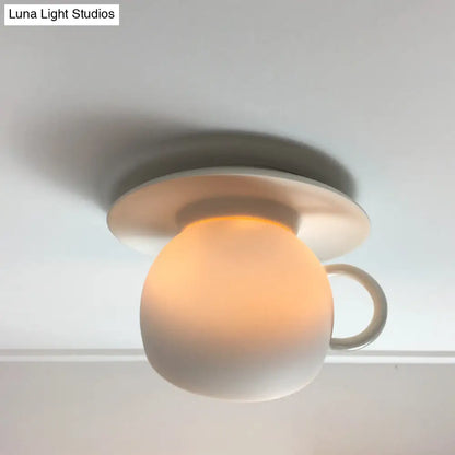 Lámpara de techo empotrada DecorBites™ con forma de taza de café de cerámica - Luz LED giratoria en blanco/gris/azul