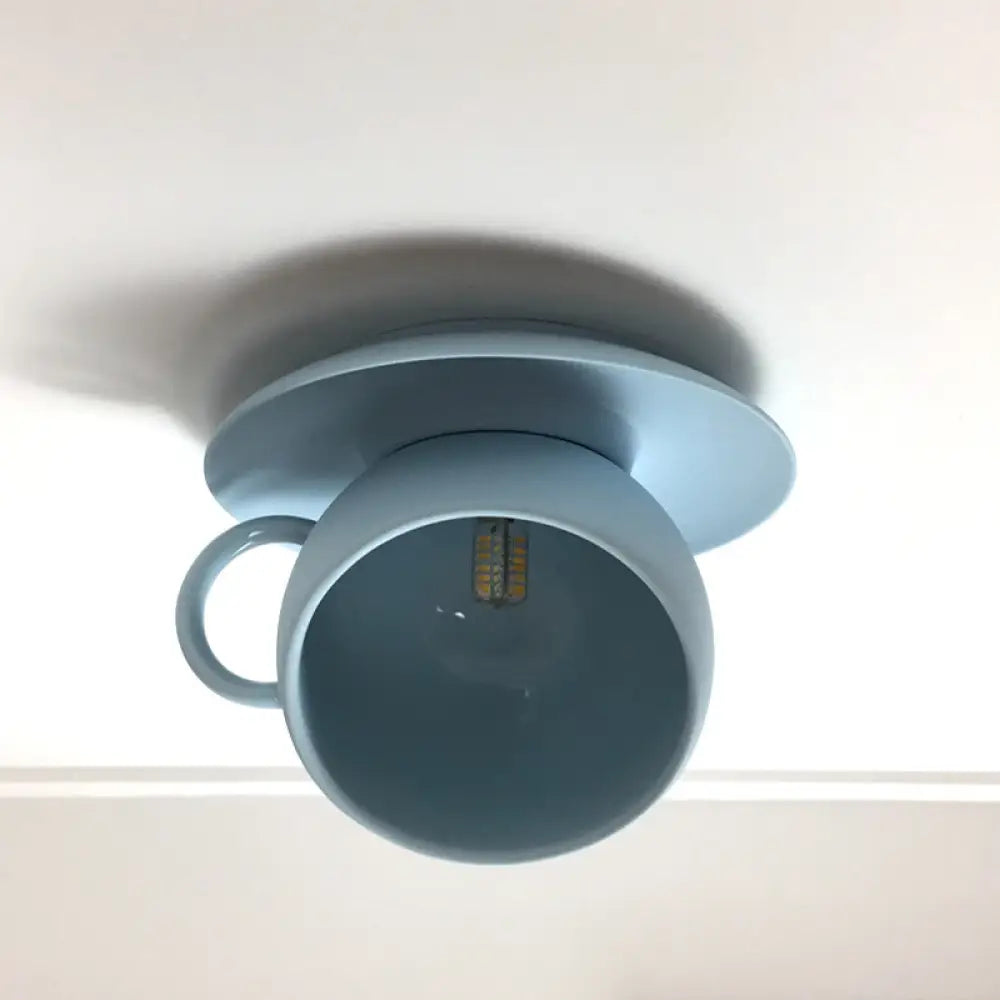 Lámpara de techo empotrada DecorBites™ con forma de taza de café de cerámica - Luz LED giratoria en blanco/gris/azul