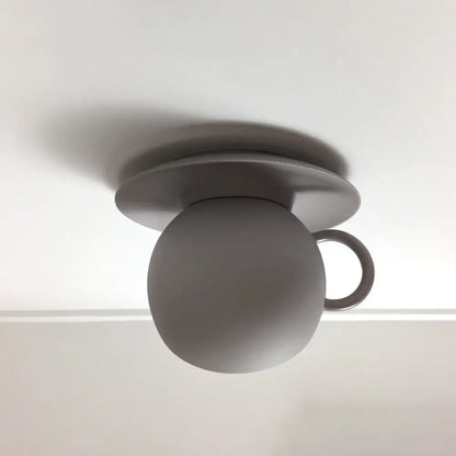 Lámpara de techo empotrada DecorBites™ con forma de taza de café de cerámica - Luz LED giratoria en blanco/gris/azul