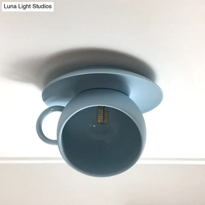 Lámpara de techo empotrada DecorBites™ con forma de taza de café de cerámica - Luz LED giratoria en blanco/gris/azul