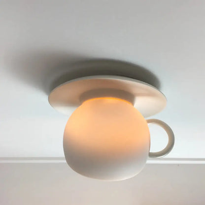 Lámpara de techo empotrada DecorBites™ con forma de taza de café de cerámica - Luz LED giratoria en blanco/gris/azul