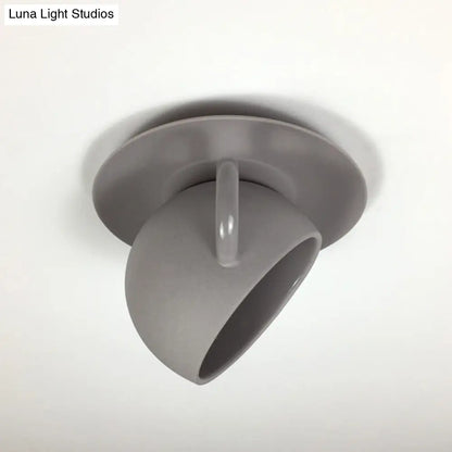 Lámpara de techo empotrada DecorBites™ con forma de taza de café de cerámica - Luz LED giratoria en blanco/gris/azul