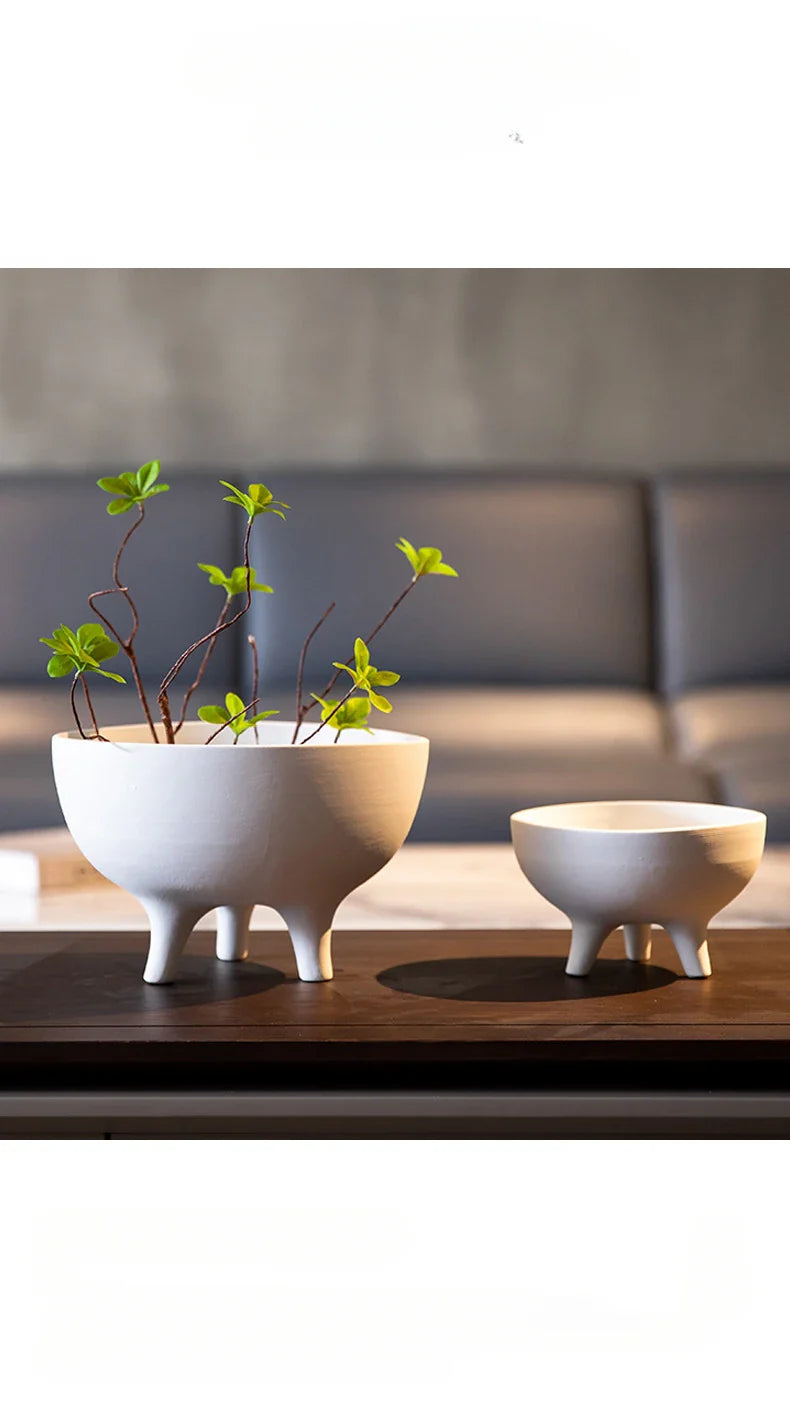 Ceramic Flower Pot with Tripod Stand - Vase