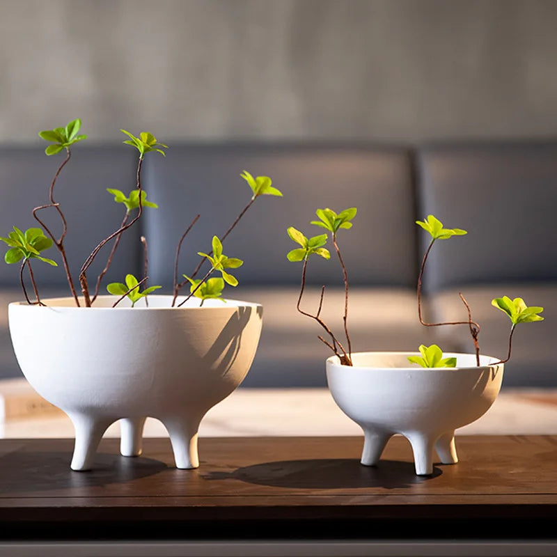 Ceramic Flower Pot with Tripod Stand - Vase