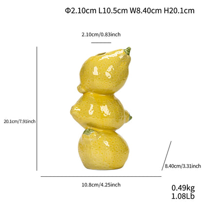Ceramic Fruit Vase for Home and Office - lemon - Vase
