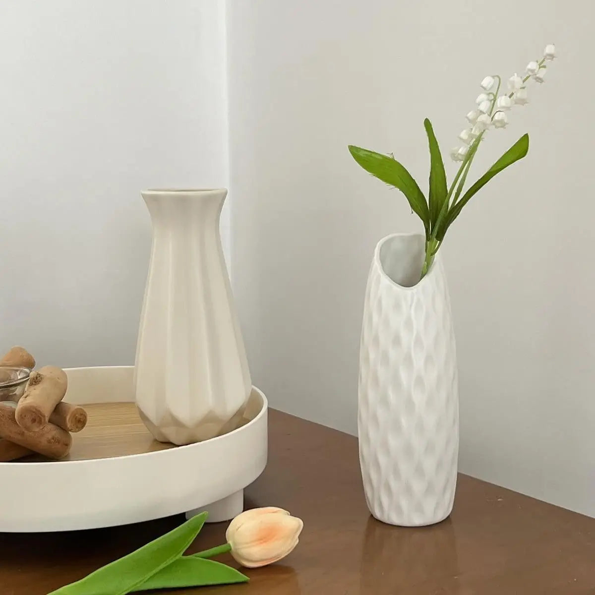 Ceramic-Look Plastic Flower Pots for Home and Garden