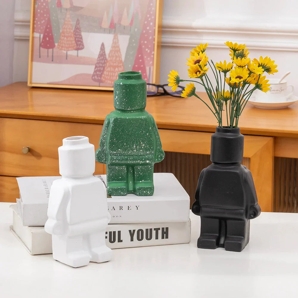 Ceramic Robot Vase - Nordic Style Home Decor - Vase
