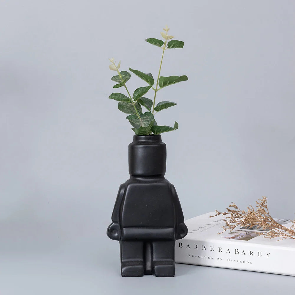 Ceramic Robot Vase - Nordic Style Home Decor