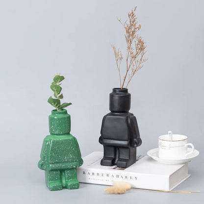 Ceramic Robot Vase - Nordic Style Home Decor - Vase