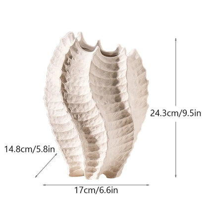 Ceramic Sea Vase with Nordic Modern Decor - B white - Vase