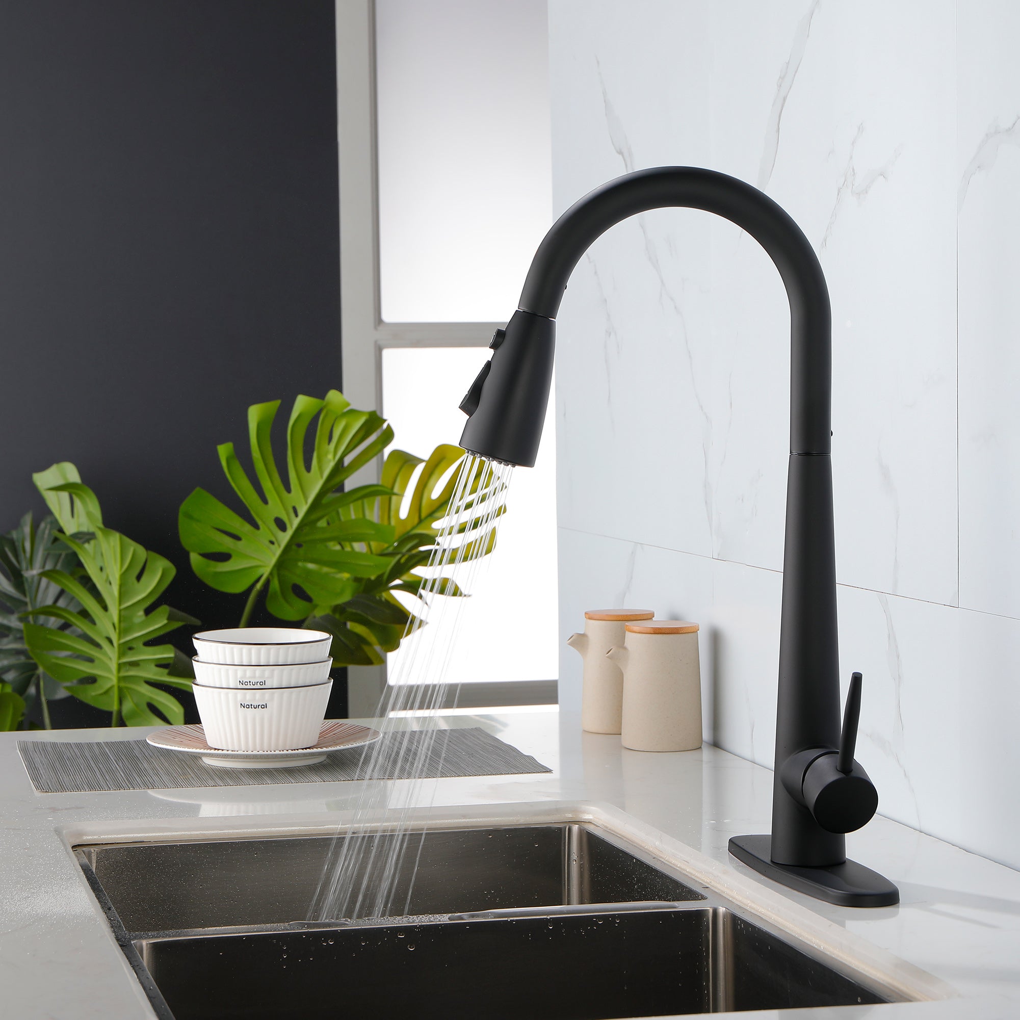 Brushed Nickel Pull-Down Spray Kitchen Faucet