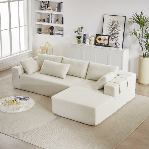 Juego de Sofá Seccional Tapizado en Chenille Moderno, Sofá Seccional en Forma de L Modular de 108 Pulgadas con 6 Almohadas, Sofá Couch de Combinación Libre para Sala de Estar, Dormitorio