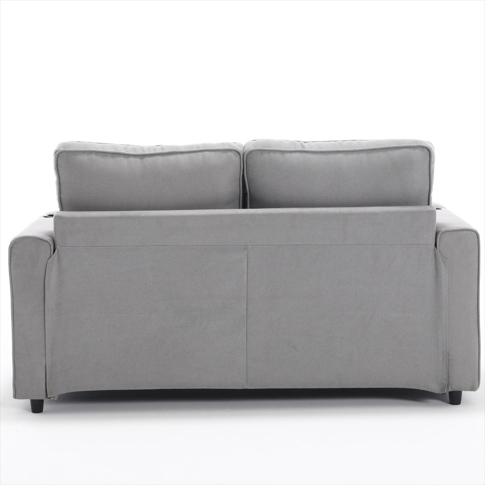 Sofá Futón Tapizado 3 en 1 Convertible en Cama, Loveseat Plegable con Tapizado y Cama Extensible con Colchón Extraíble