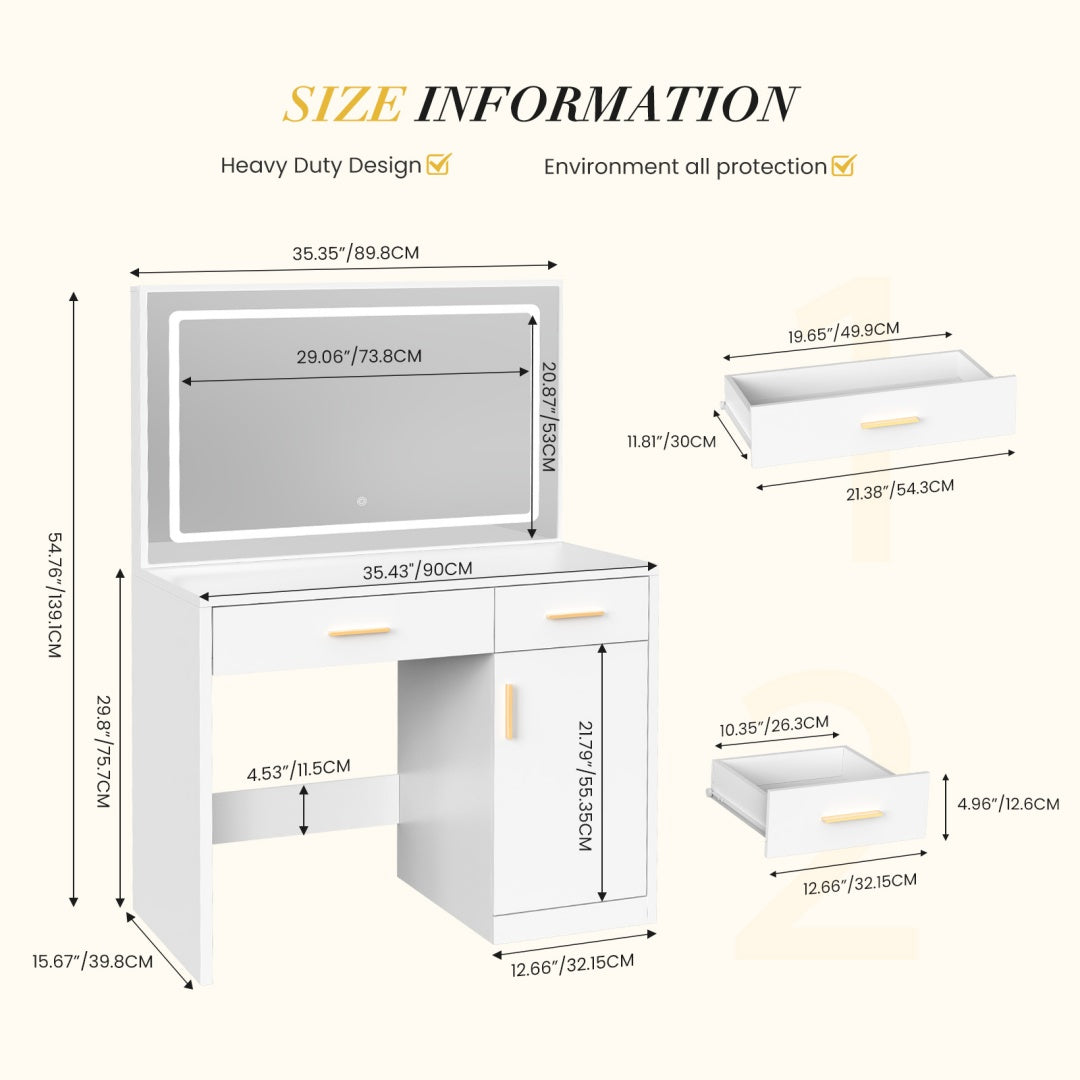 White Vanity Table Mirror