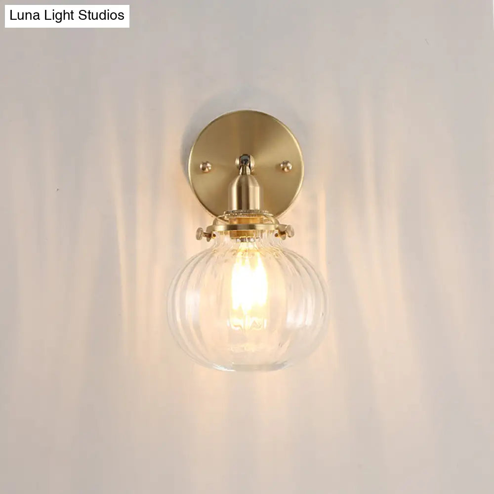 DecorBites™ Champagne/Clear Prismatic Glass Single Sconce Gold Wall Light - Minimalist Globe Design