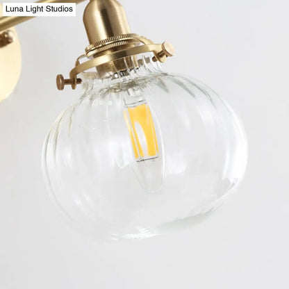 DecorBites™ Champagne/Clear Prismatic Glass Single Sconce Gold Wall Light - Minimalist Globe Design