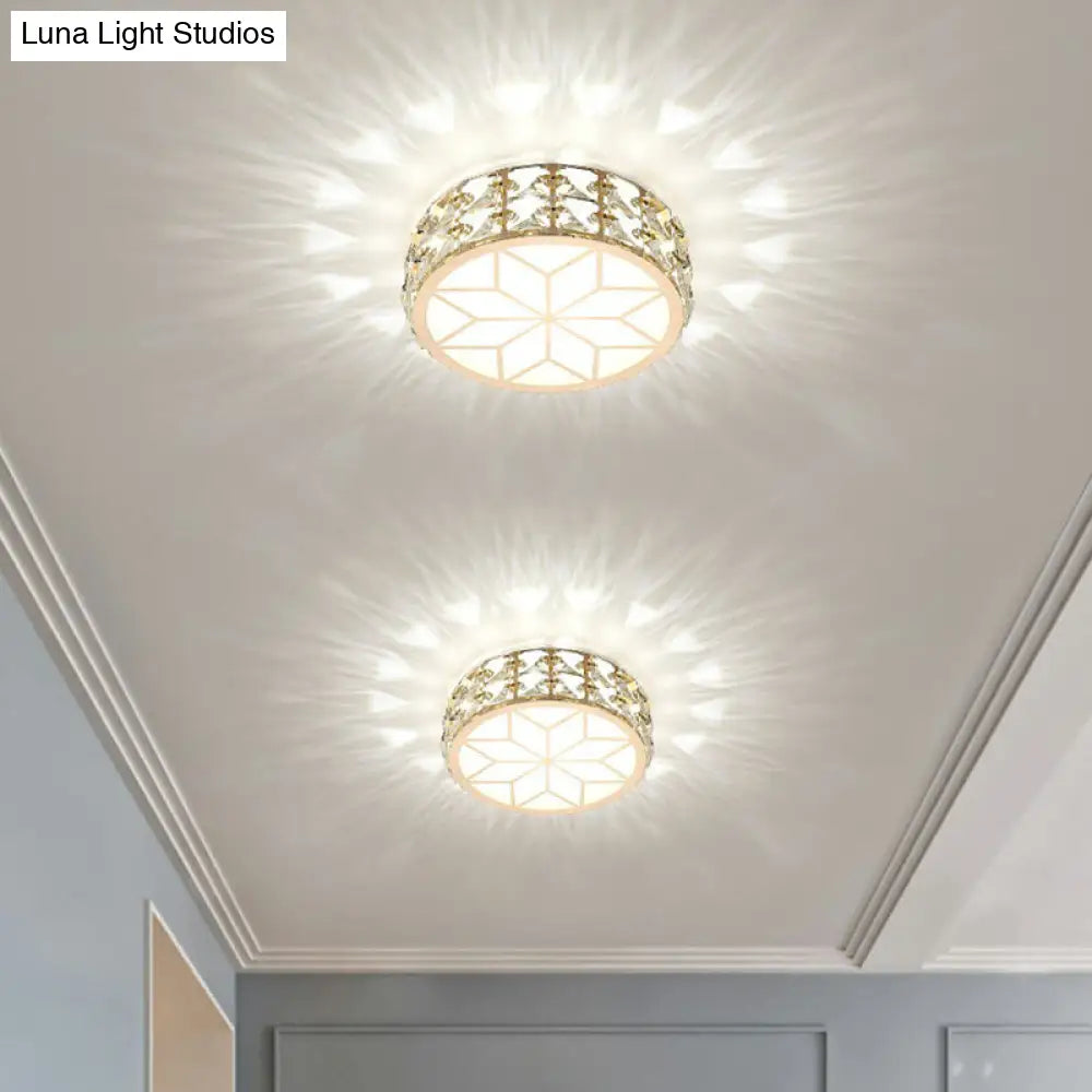 DecorBites™ Champagne LED Crystal Embedded Round Ceiling Light - Simple Style Flush Mount for Passageway