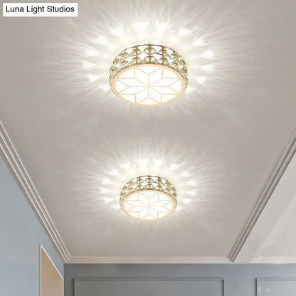 DecorBites™ Champagne LED Crystal Embedded Round Ceiling Light - Simple Style Flush Mount for Passageway