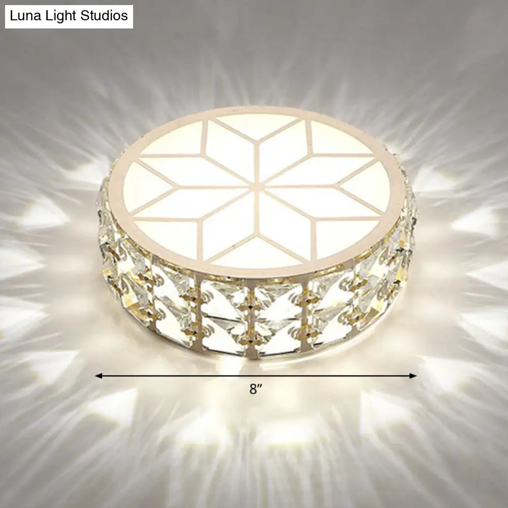 DecorBites™ Champagne LED Crystal Embedded Round Ceiling Light - Simple Style Flush Mount for Passageway