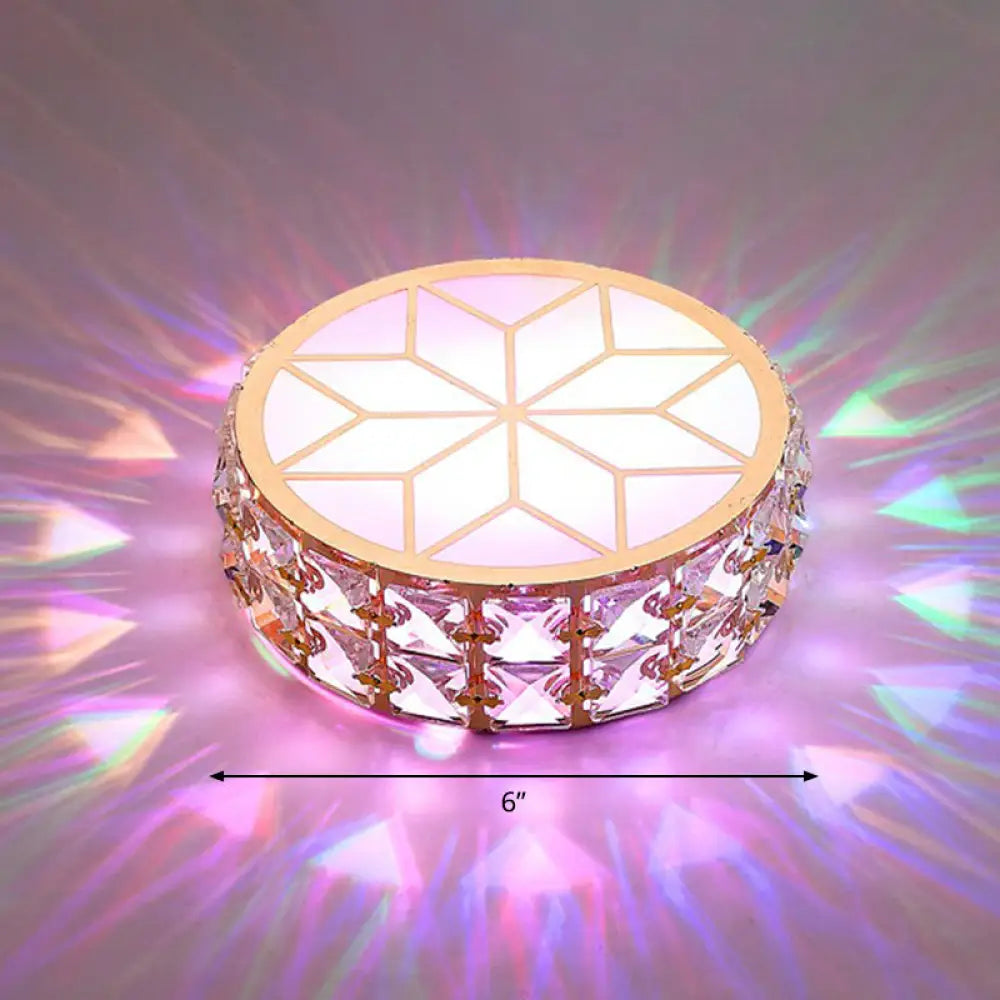 DecorBites™ Champagne LED Crystal Embedded Round Ceiling Light - Simple Style Flush Mount for Passageway