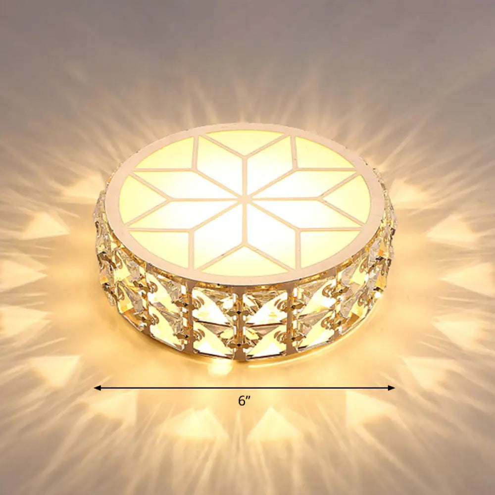 DecorBites™ Champagne LED Crystal Embedded Round Ceiling Light - Simple Style Flush Mount for Passageway