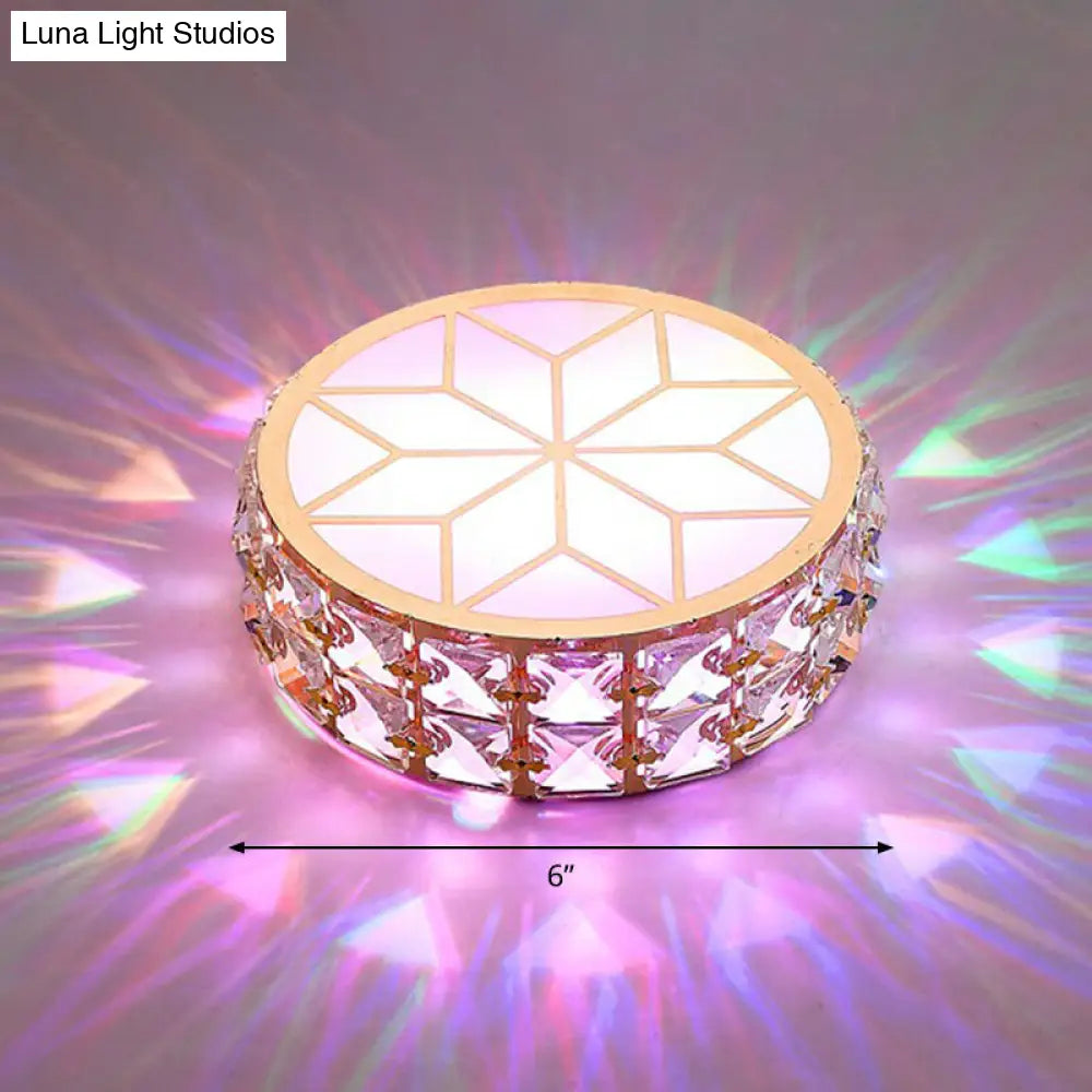DecorBites™ Champagne LED Crystal Embedded Round Ceiling Light - Simple Style Flush Mount for Passageway