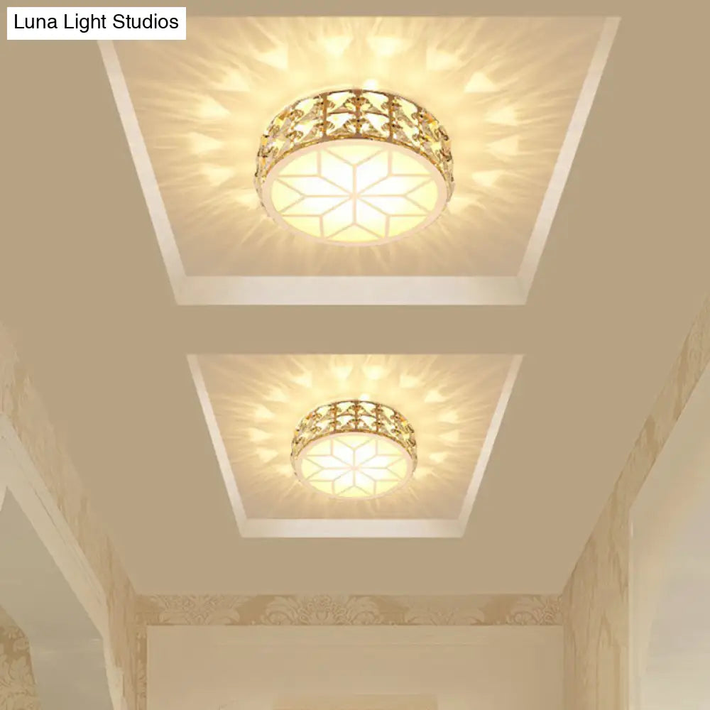 DecorBites™ Champagne LED Crystal Embedded Round Ceiling Light - Simple Style Flush Mount for Passageway