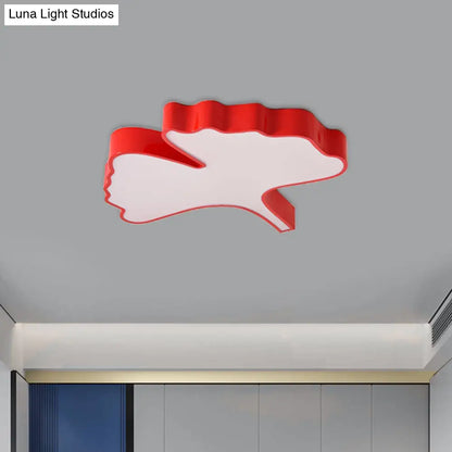 DecorBites™ DecorBites™ Cheerful Ginkgo Leaf Flush Mount Light Fixture in Red for Kids' Room with LED Acrylic Close to Ceiling Lamp