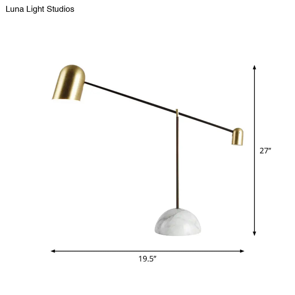 Chiara - Brass Brass Dome Night Table Light Post-Modern 1 Head Metal Nightstand Lamp with White Marble Base