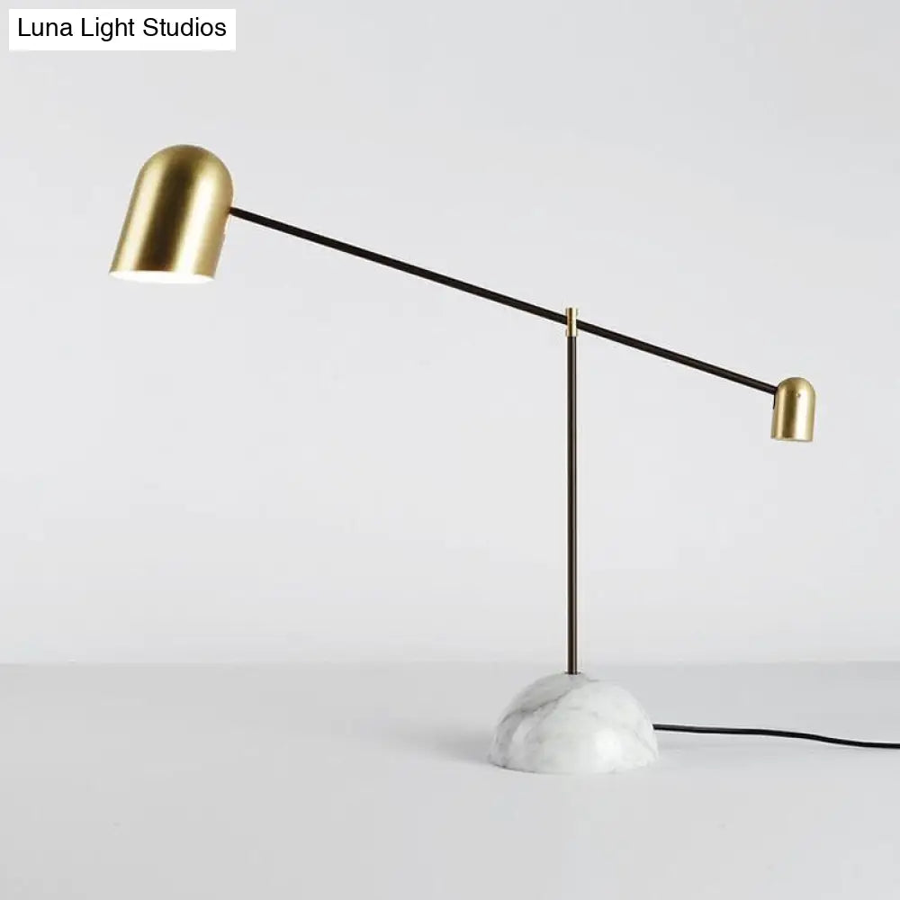 Chiara - Brass Brass Dome Night Table Light Post-Modern 1 Head Metal Nightstand Lamp with White Marble Base