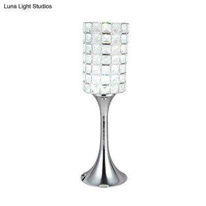 Chiara - Crystal Hand-Cut Crystal Cylinder Table Lamp Minimalist Study Room LED Desk Light in Chrome