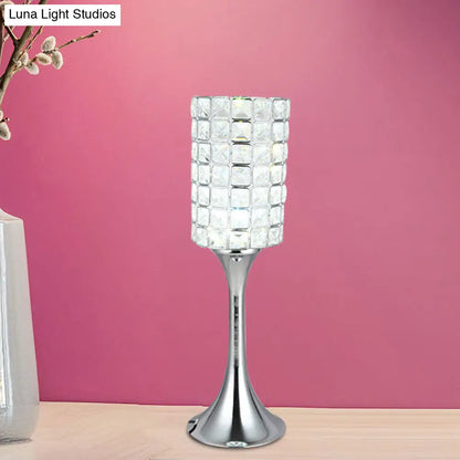 Chiara - Crystal Hand-Cut Crystal Cylinder Table Lamp Minimalist Study Room LED Desk Light in Chrome
