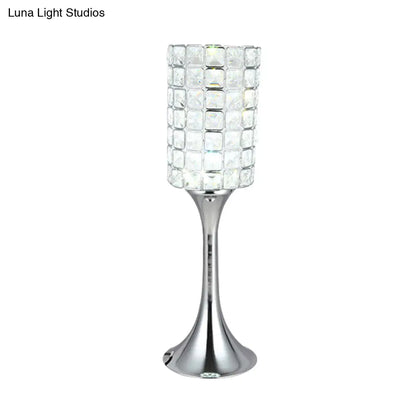 Chiara - Crystal Hand-Cut Crystal Cylinder Table Lamp Minimalist Study Room LED Desk Light in Chrome