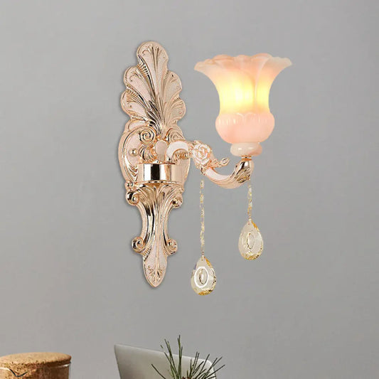 DecorBites™ Chic Flower Shade Crystal Champagne Wall Light - Classic 1/2-Head Mounted Fixture