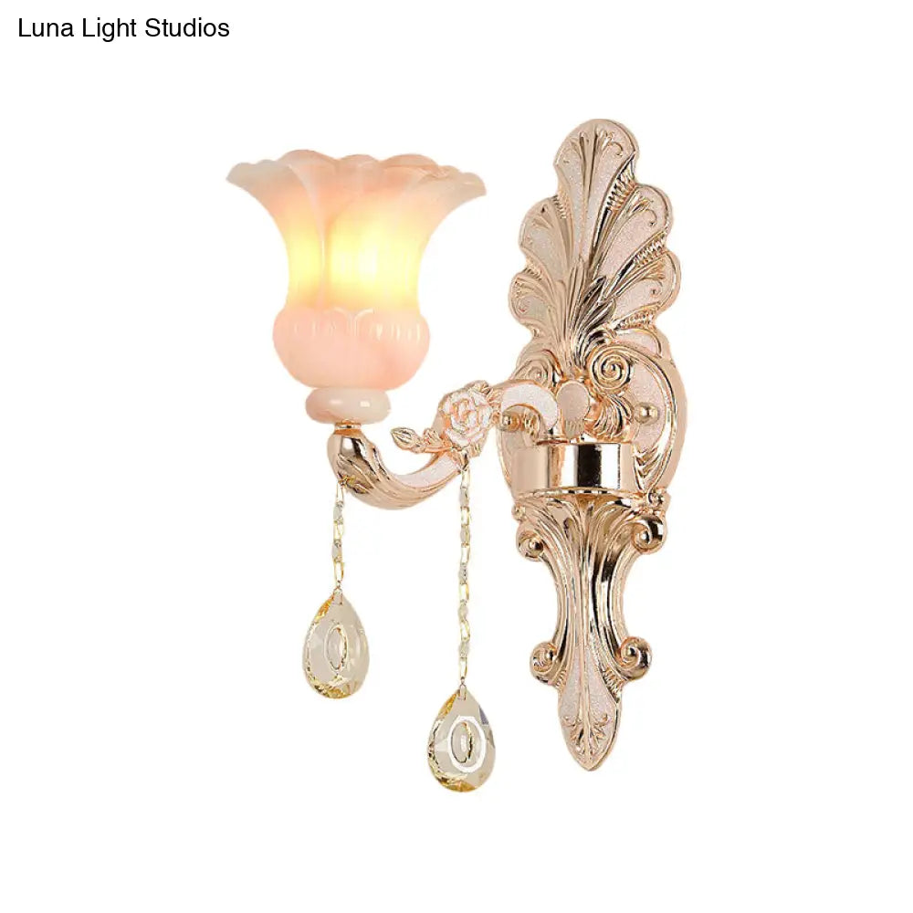 DecorBites™ Chic Flower Shade Crystal Champagne Wall Light - Classic 1/2-Head Mounted Fixture